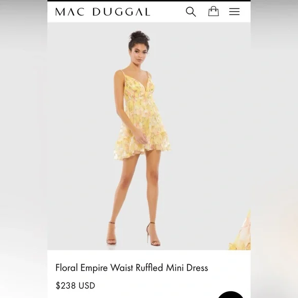 Mac Duggal Empire Waist Ruffled Mini Dress Size 6 NWT - Picture 7 of 8